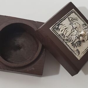 Wooden Elephant Trinket Box
